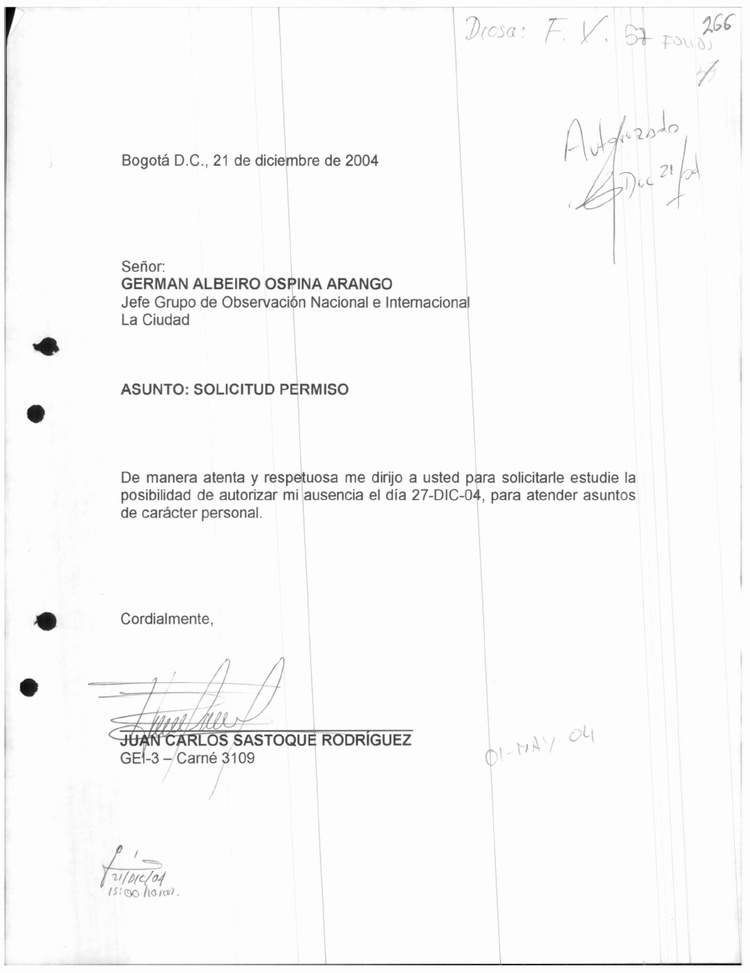 Sastoque pide ausentarse