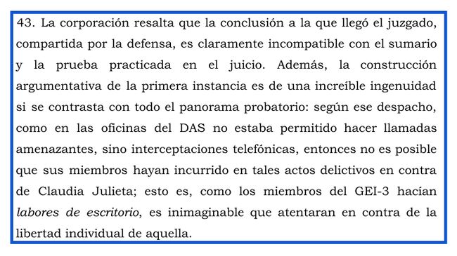 Extracto del fallo de 20nov23 a favor de Claudia Julieta Duque