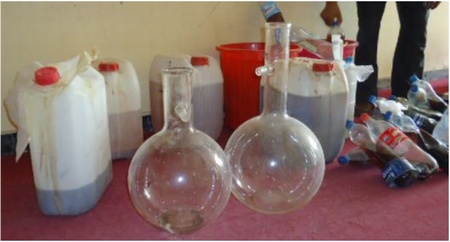 Equipment and precursors discovered at a suspected clandestine methamphetamine laboratory in Afghanistan