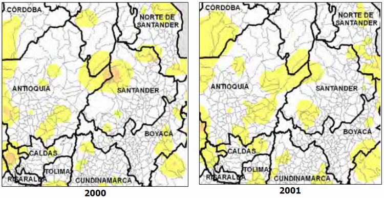 Presencia activa FARC 2000-2001