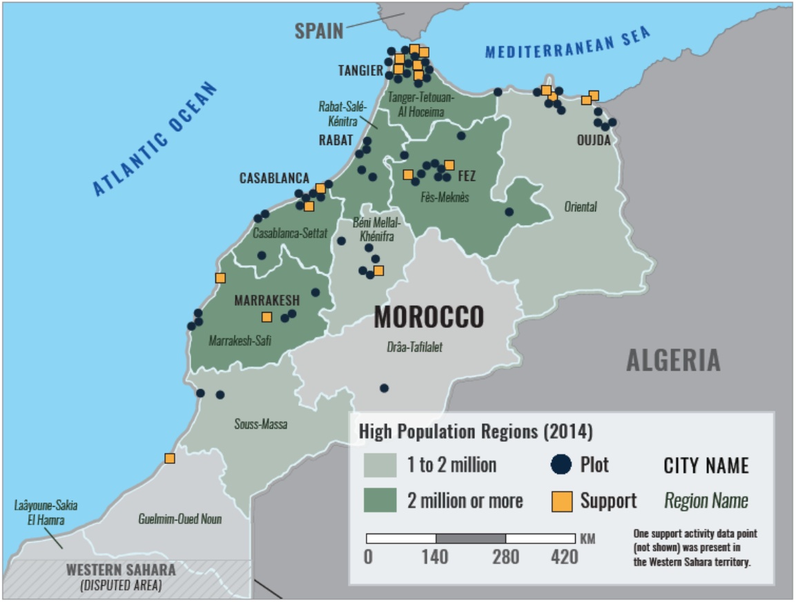 Map of Islamic State Affiliated Activity in Morocco